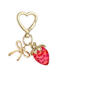 Heart-Shaped Gold and Red Strawberry Key Holder